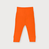 Iksplor baby merino wool leggings in orange with a comfortable wide waistband for a secure fit. #color_poppy