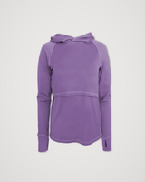 Iksplor purple merino wool nursing sun hoodie, studio product shot on a plain background. #color_lilac