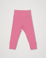 Iksplor baby merino wool leggings in light pink with a comfortable wide waistband for a secure fit. #color_alpenglow