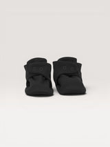 Iksplor black merino wool baby booties with secure snap closures for a comfortable fit #color_teton eclipse