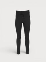Iksplor black merino wool midweight leggings with a high waistband and adjustable drawstring tie. #color_teton eclipse