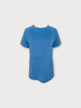 Iksplor blue merino wool short sleeve nursing t-shirt with discreet access panel for breastfeeding #color_blue sky