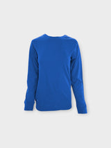 Iksplor blue merino wool adventure crew neck long sleeve shirt for all-season outdoor wear. #color_ocean