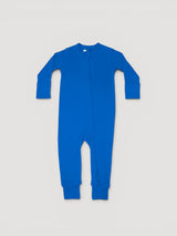 Iksplor vibrant blue merino wool infant zip romper with long sleeves and full-length front zipper for easy dressing. #color_ocean
