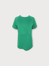 Iksplor green merino wool short sleeve nursing t-shirt with discreet access panel for breastfeeding #color_meadow