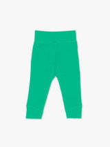 Iksplor baby merino wool leggings in vibrant green with a comfortable wide waistband for a secure fit.