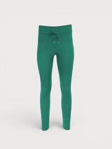 Iksplor green merino wool baselayer leggings with a drawstring waistband for a comfortable, lightweight fit. #color_evergreen
