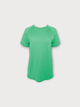Iksplor bright green merino wool t-shirt with short raglan sleeves and a breathable, temperature-regulating design. #color_meadow
