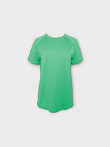 Iksplor bright green merino wool t-shirt with short raglan sleeves and a breathable, temperature-regulating design. #color_meadow
