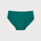 Iksplor kids merino wool underwear in a solid dark green colour, featuring a soft and comfortable design. #color_evergreen