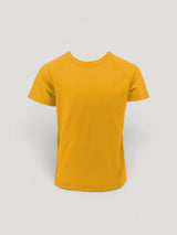 Iksplor mustard yellow kids merino wool t-shirt with short raglan sleeves, breathable and moisture-wicking fabric. #color_yellowstone