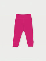 Iksplor baby leggings in vibrant pink merino wool with a comfortable wide waistband and ribbed cuffs. #color_peak pink