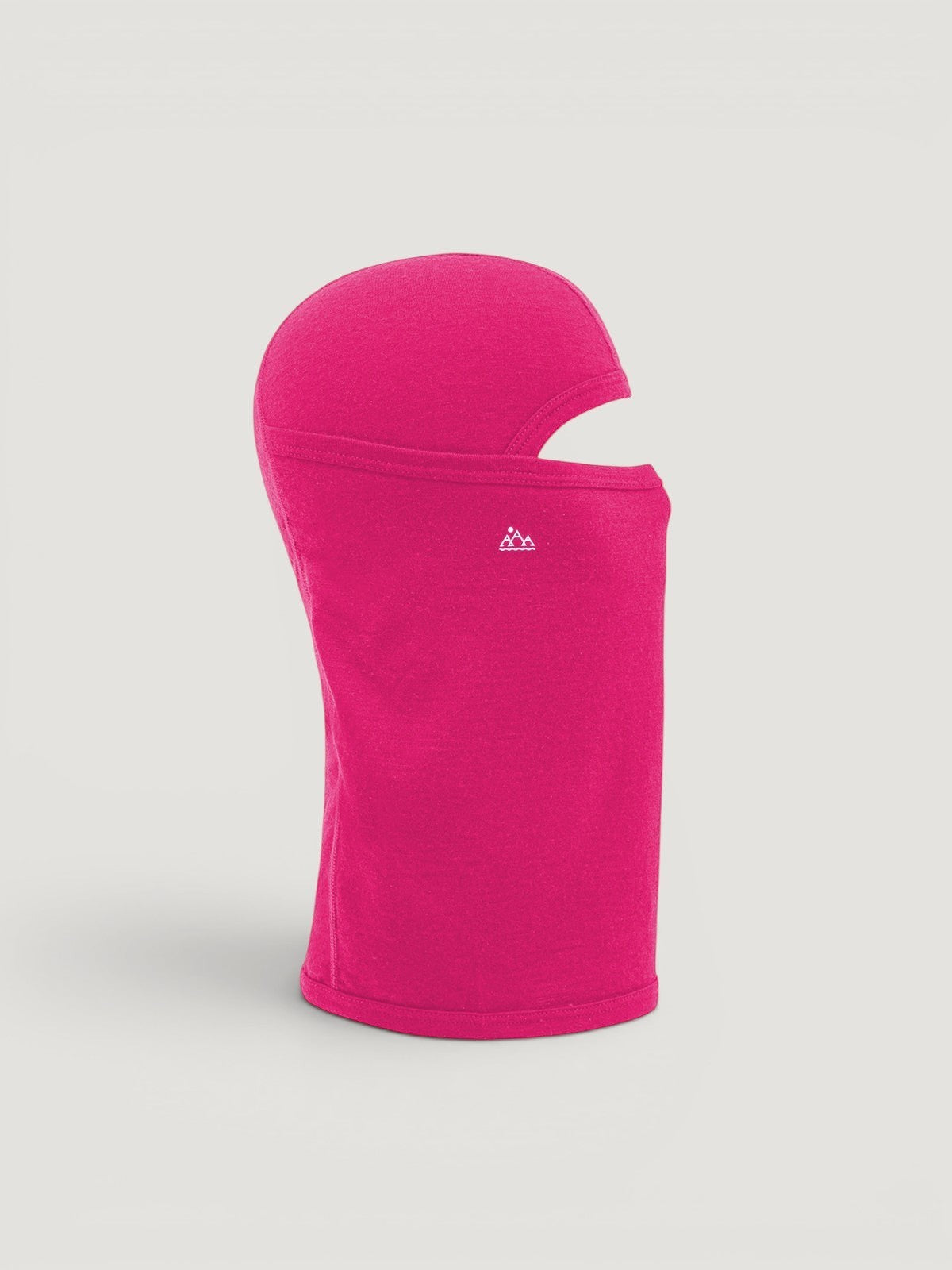 Iksplor hot pink merino wool balaclava with a ponytail hole, providing full head and neck coverage. #color_peak pink