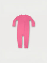 Iksplor pink merino wool infant zip romper with long sleeves and full-length front zipper for easy dressing. #color_alpenglow