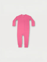 Iksplor pink merino wool infant zip romper with long sleeves and full-length front zipper for easy dressing. #color_alpenglow