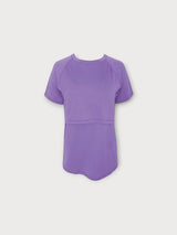 Iksplor purple short sleeve merino wool nursing t-shirt with discreet layered access for breastfeeding. #color_lilac