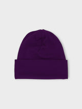 Iksplor purple merino wool beanie for kids with a slim, breathable fit suitable for all-season wear.