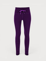 Iksplor deep purple merino wool baselayer leggings with an elasticated drawstring waistband for cold weather. #color_huck-it-berry