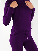 Iksplor deep purple merino wool long sleeve top with a comfortable fit, ideal for layering or casual wear.  #color_huck-it-berry