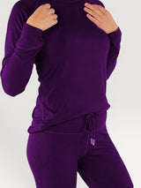 Iksplor deep purple merino wool long sleeve top with a comfortable fit, ideal for layering or casual wear.  #color_huck-it-berry
