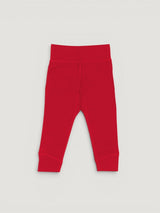 Iksplor baby merino wool leggings in bright red with a comfortable wide waistband for a secure fit. #color_campfire