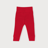 Iksplor baby merino wool leggings in bright red with a comfortable wide waistband for a secure fit. #color_campfire