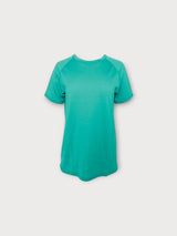 Iksplor teal merino wool t-shirt with short raglan sleeves and a breathable, temperature-regulating design. #color_tidepool